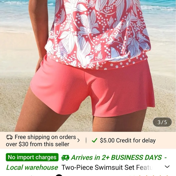 🌺 HOST PICK 🌺 Floral Pink Women's 2-piece Tankini Swimsuit - NWT - Picture 4 of 4